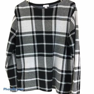 J Jill Black and White Check Sweater Size Small